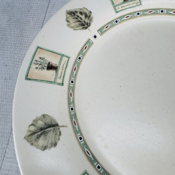 Pfaltzgraff NATUREWOOD Leaves Herbs Garden Tools Stoneware Dinner Plates Set 4 - Picture 13 of 16